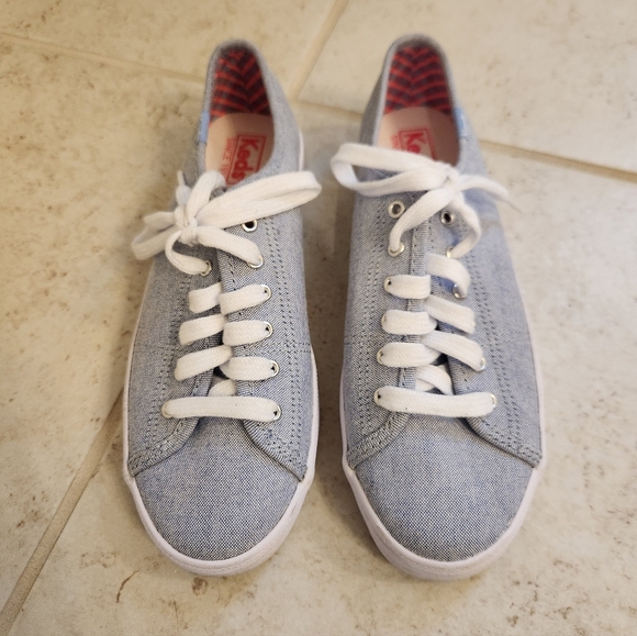 Shoes - Keds Blue White Canvas Style Sneaker Shoes Womens Size 6